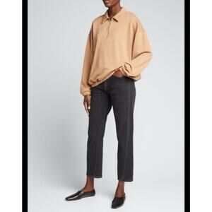 TOTEME Quarter Zip Cotton Sweatshirt Ladies Brown Tan S